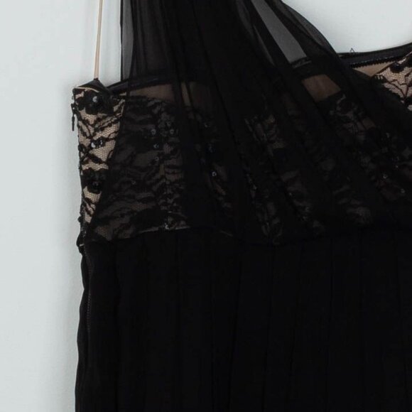 Alice + Olivia Womens Silk One Shoulder Sequin Lace Mini Dress Black HOCO Fairy - Picture 8 of 12